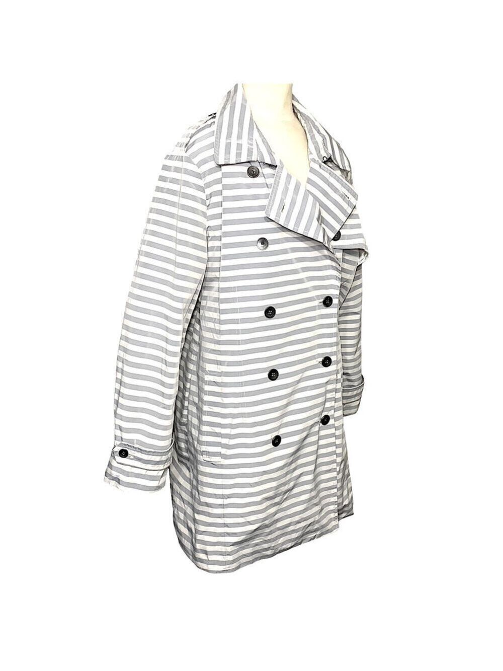 D Hayes Trench Coat Windbreaker Sz 2XL Gray White Striped Water repellant - Picture 2 of 16